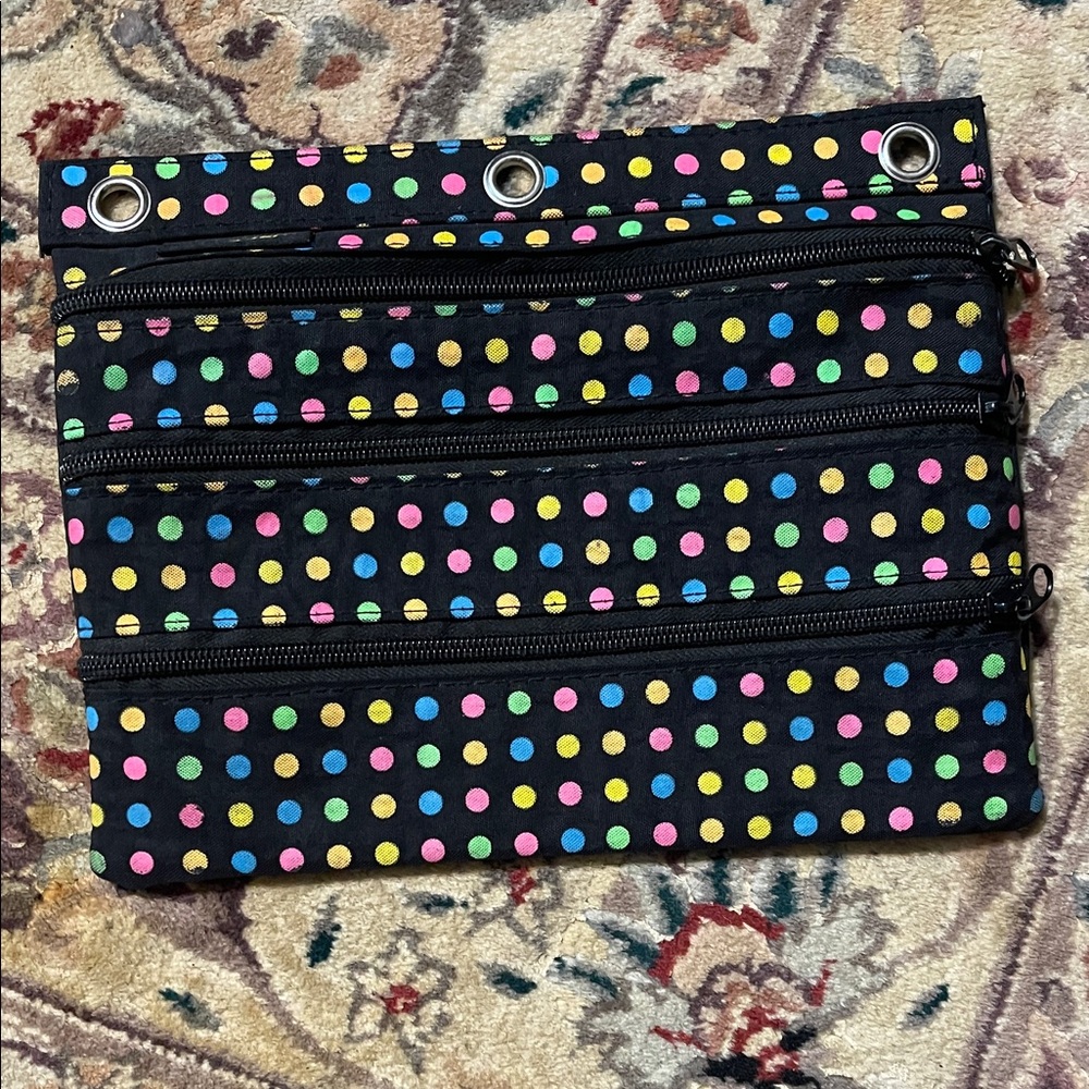 Colorful Polka Dot Multi-Pocket Pouch